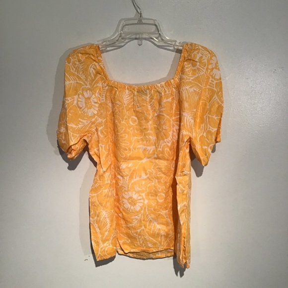 Talbots Square Neck Linen Top in Leafy Tropical Print Size M - Picture 8 of 14